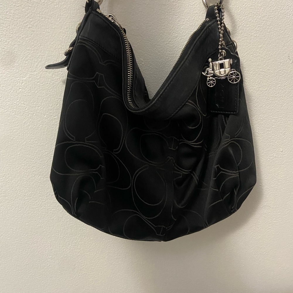 Coach Black Hobo Bag with Carriage Charm
